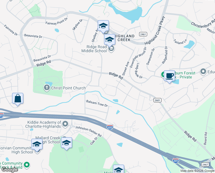map of restaurants, bars, coffee shops, grocery stores, and more near in Charlotte