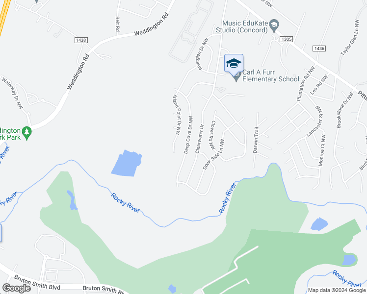 map of restaurants, bars, coffee shops, grocery stores, and more near 2954 Deep Cove Drive Northwest in Concord