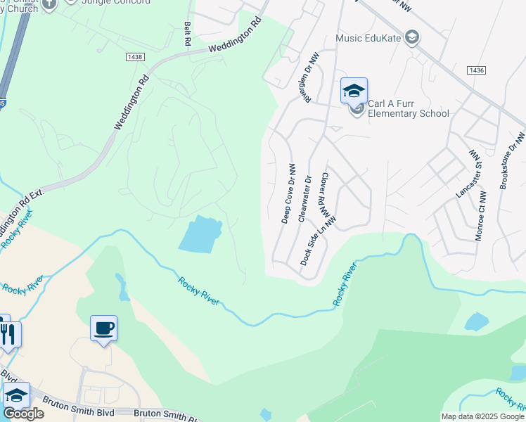 map of restaurants, bars, coffee shops, grocery stores, and more near 2914 Island Point Drive Northwest in Concord