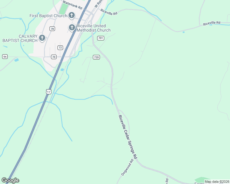 map of restaurants, bars, coffee shops, grocery stores, and more near 227 County Road 725 in Riceville