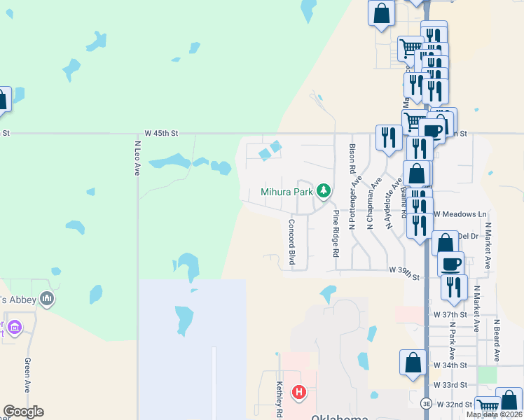 map of restaurants, bars, coffee shops, grocery stores, and more near 1 Doug Drive in Shawnee