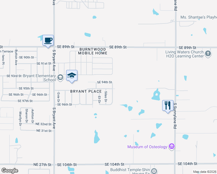 map of restaurants, bars, coffee shops, grocery stores, and more near 3525 Southeast 95th Street in Moore