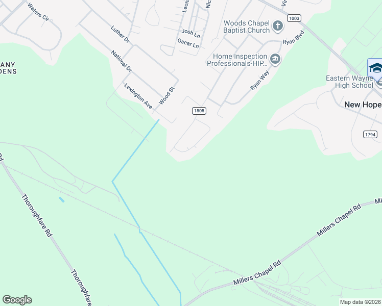 map of restaurants, bars, coffee shops, grocery stores, and more near 115 Doris Drive in Goldsboro