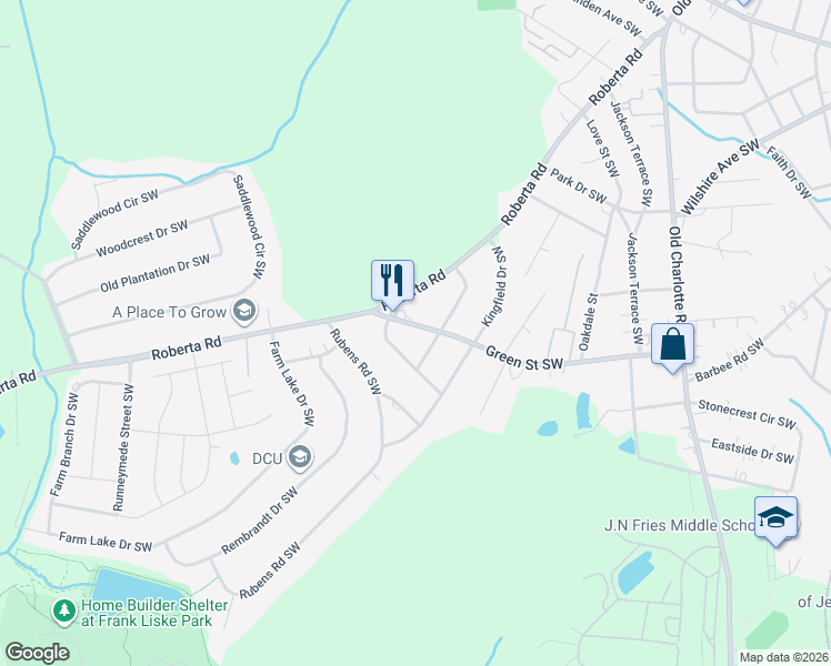 map of restaurants, bars, coffee shops, grocery stores, and more near 149 Green Street Southwest in Concord