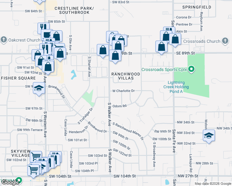 map of restaurants, bars, coffee shops, grocery stores, and more near 409 West Charlotte Drive in Oklahoma City