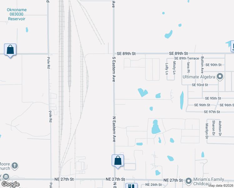 map of restaurants, bars, coffee shops, grocery stores, and more near 9310 South Eastern Avenue in Oklahoma City