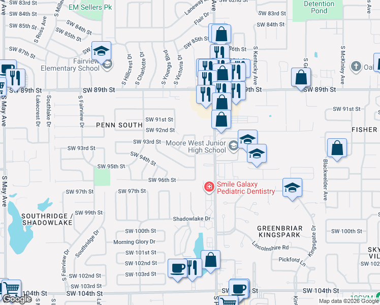 map of restaurants, bars, coffee shops, grocery stores, and more near 320 Barnes Avenue in Oklahoma City