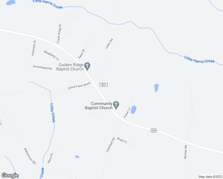 map of restaurants, bars, coffee shops, grocery stores, and more near 3102 Yates Road in Shelby