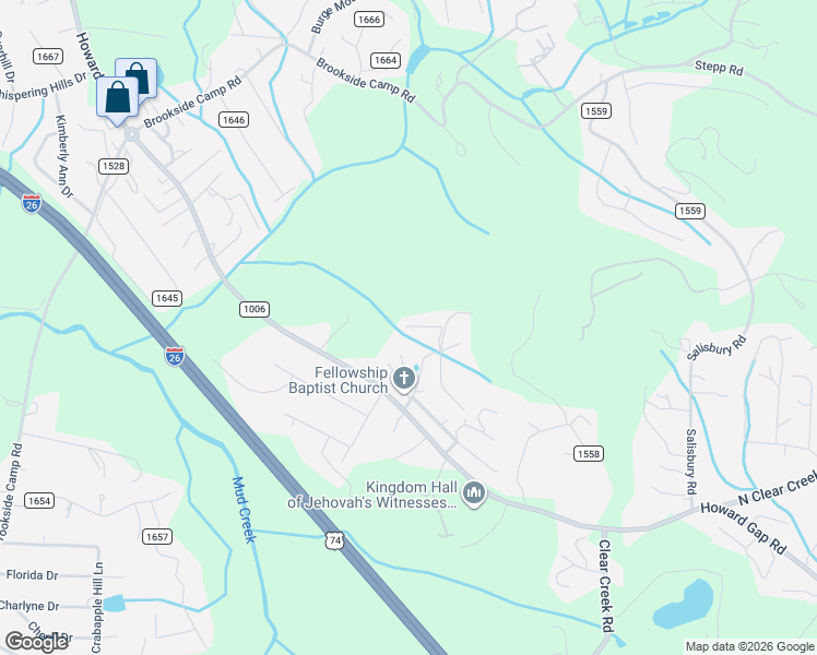 map of restaurants, bars, coffee shops, grocery stores, and more near 129 Fork Ridge Lane in Hendersonville