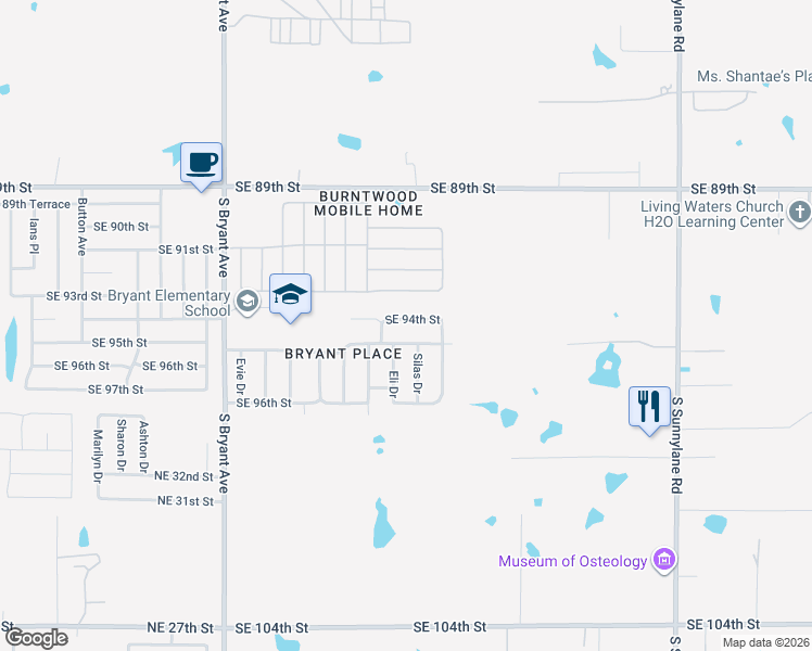 map of restaurants, bars, coffee shops, grocery stores, and more near 3508 Southeast 94th Street in Oklahoma City