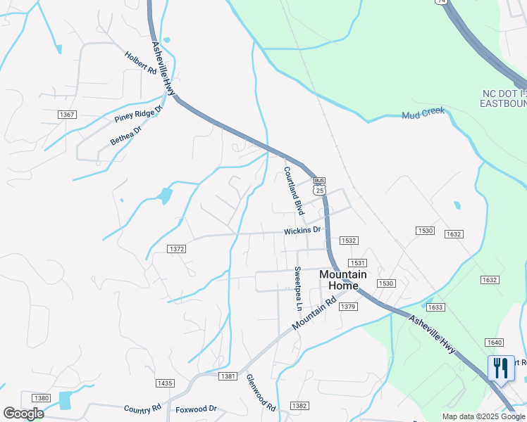 map of restaurants, bars, coffee shops, grocery stores, and more near 84 Wisteria Lane in Hendersonville