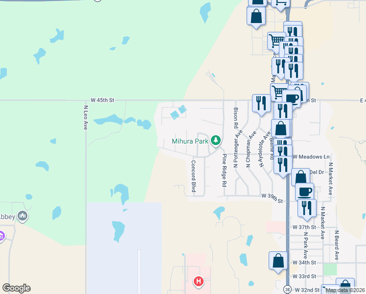 map of restaurants, bars, coffee shops, grocery stores, and more near 6 Tawana Drive in Shawnee