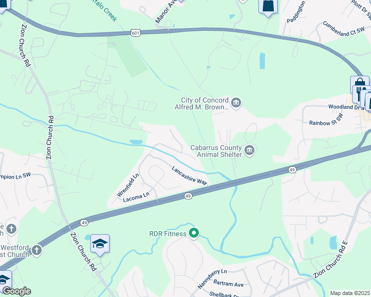 map of restaurants, bars, coffee shops, grocery stores, and more near 3217 Sturbridge Lane in Concord