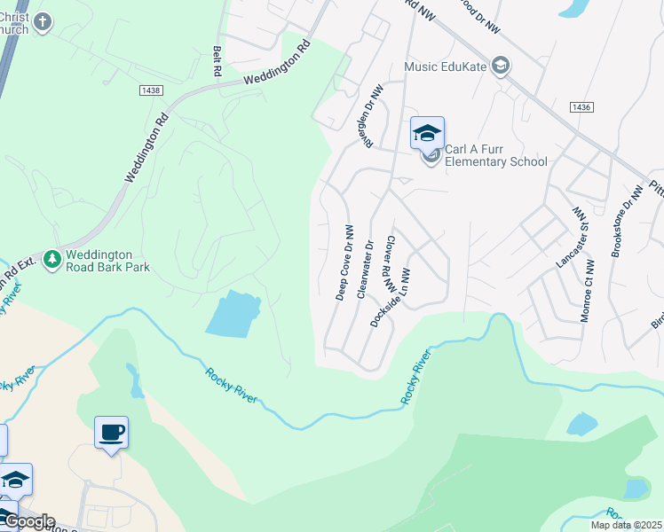 map of restaurants, bars, coffee shops, grocery stores, and more near 2893 Island Point Drive Northwest in Concord