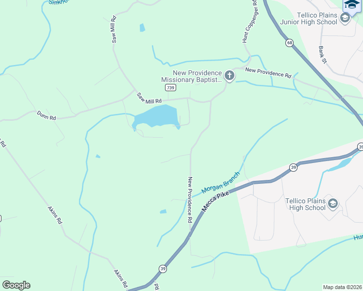 map of restaurants, bars, coffee shops, grocery stores, and more near 542 New Providence Road in Tellico Plains