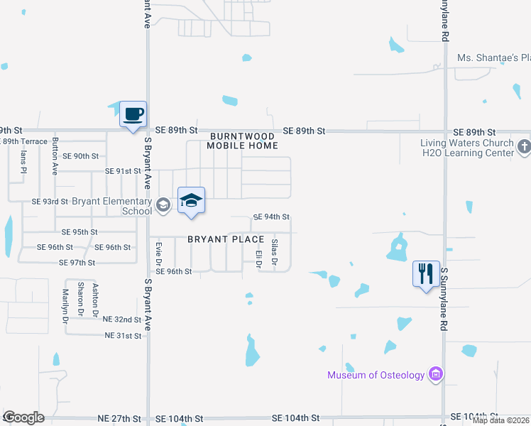 map of restaurants, bars, coffee shops, grocery stores, and more near 3508 Southeast 94th Street in Oklahoma City