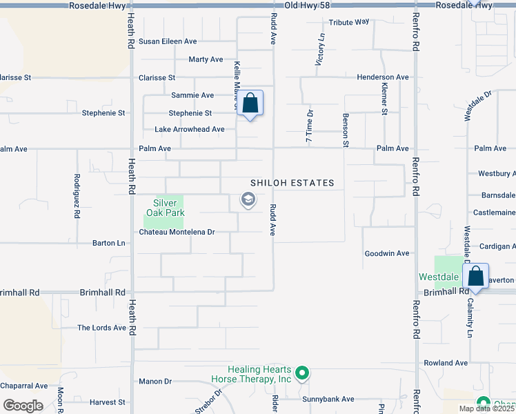 map of restaurants, bars, coffee shops, grocery stores, and more near 15417 Sequoia Grove Avenue in Bakersfield