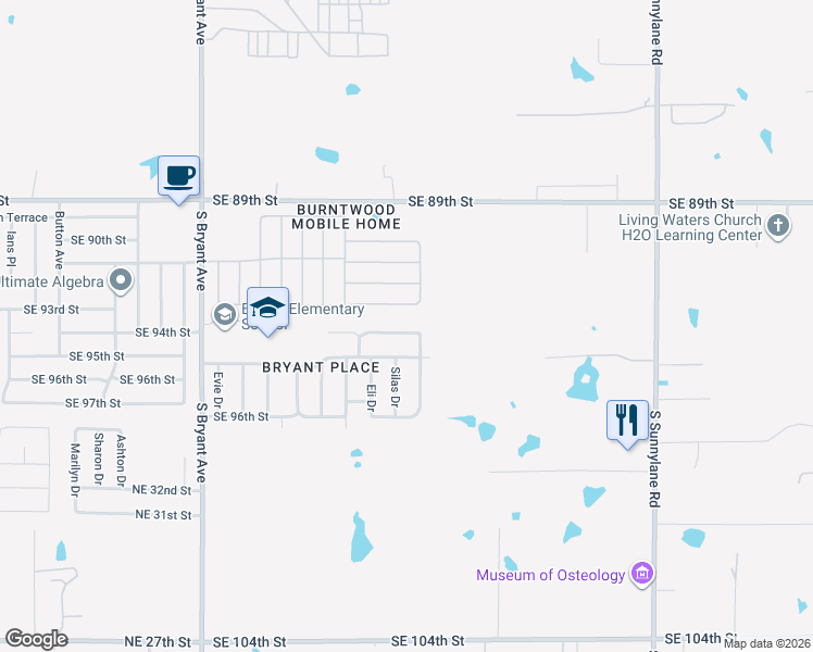 map of restaurants, bars, coffee shops, grocery stores, and more near 3525 Southeast 94th Street in Oklahoma City