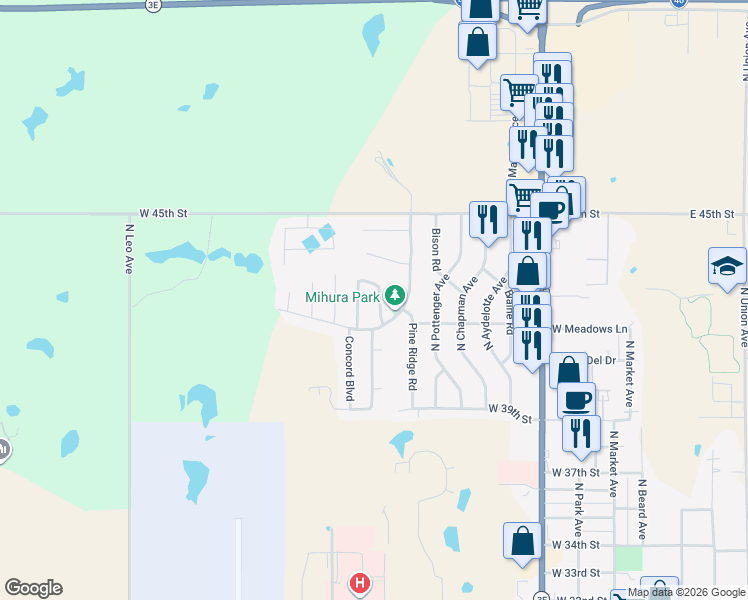 map of restaurants, bars, coffee shops, grocery stores, and more near 7 Red Rock Road in Shawnee