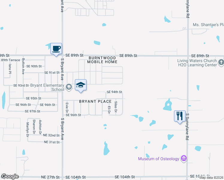 map of restaurants, bars, coffee shops, grocery stores, and more near 3508 Southeast 94th Street in Oklahoma City