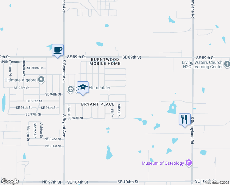map of restaurants, bars, coffee shops, grocery stores, and more near 3508 Southeast 94th Street in Oklahoma City