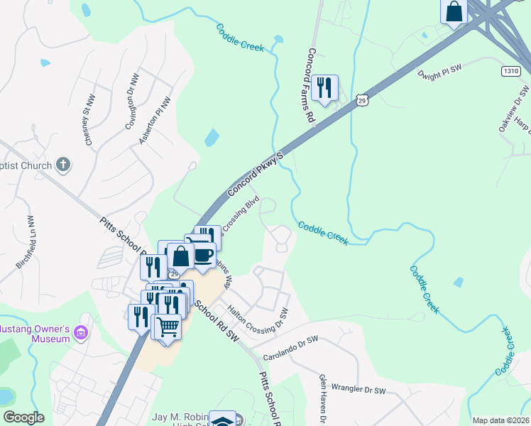 map of restaurants, bars, coffee shops, grocery stores, and more near Samuel Adams Circle Southwest in Concord