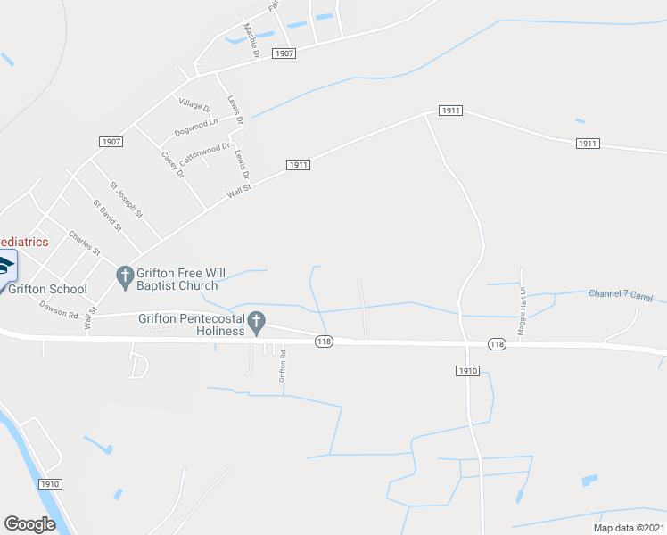 map of restaurants, bars, coffee shops, grocery stores, and more near 913 Dawson Rd in Grifton