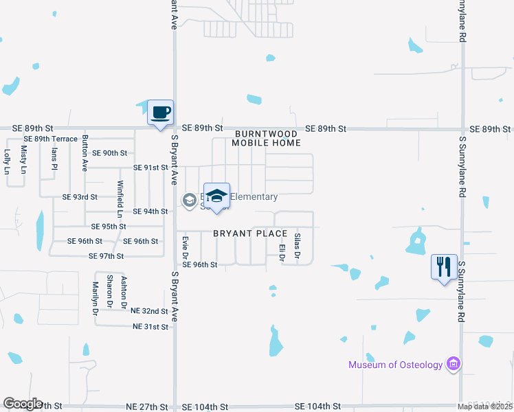 map of restaurants, bars, coffee shops, grocery stores, and more near 3329 Southeast 94th Street in Oklahoma City