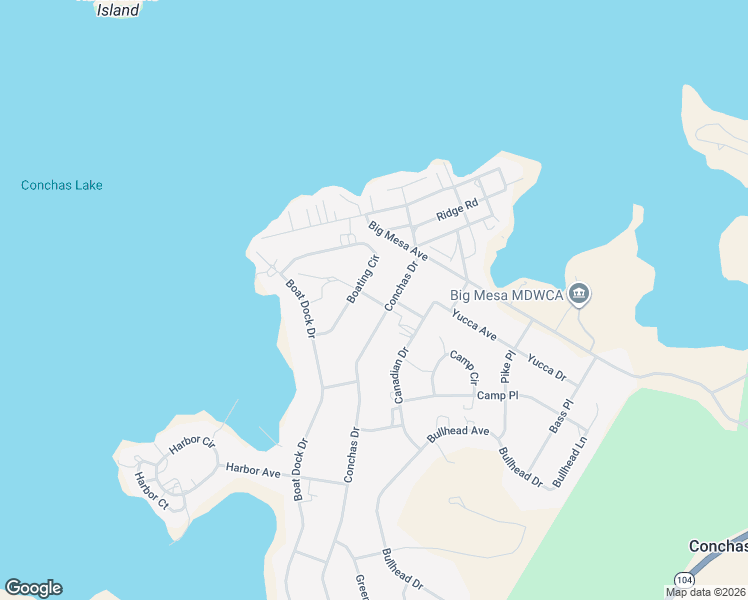 map of restaurants, bars, coffee shops, grocery stores, and more near Boat Court in Conchas Dam