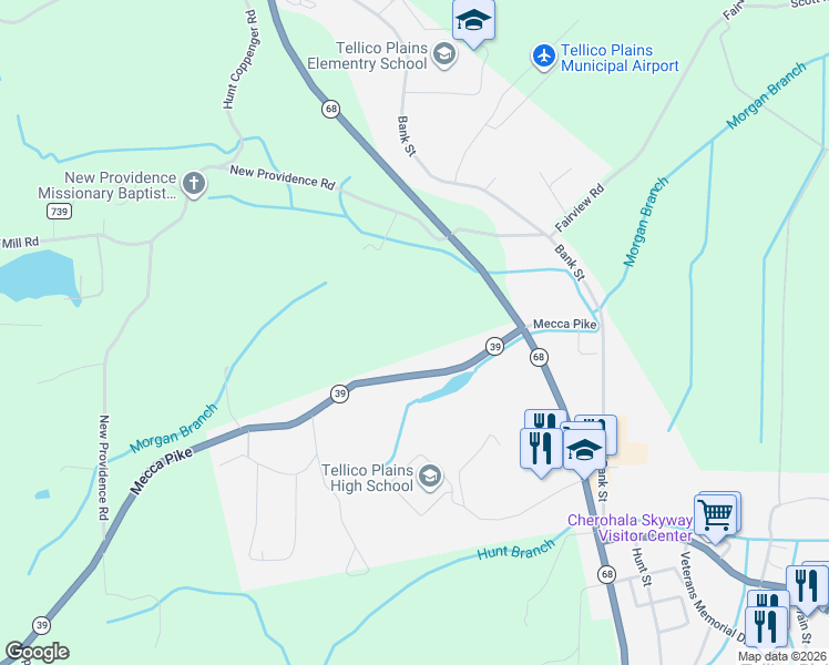 map of restaurants, bars, coffee shops, grocery stores, and more near 180 Mecca Pike in Tellico Plains