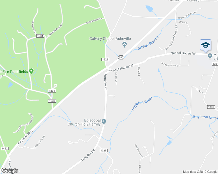 map of restaurants, bars, coffee shops, grocery stores, and more near 331 Turnpike Road in Mills River