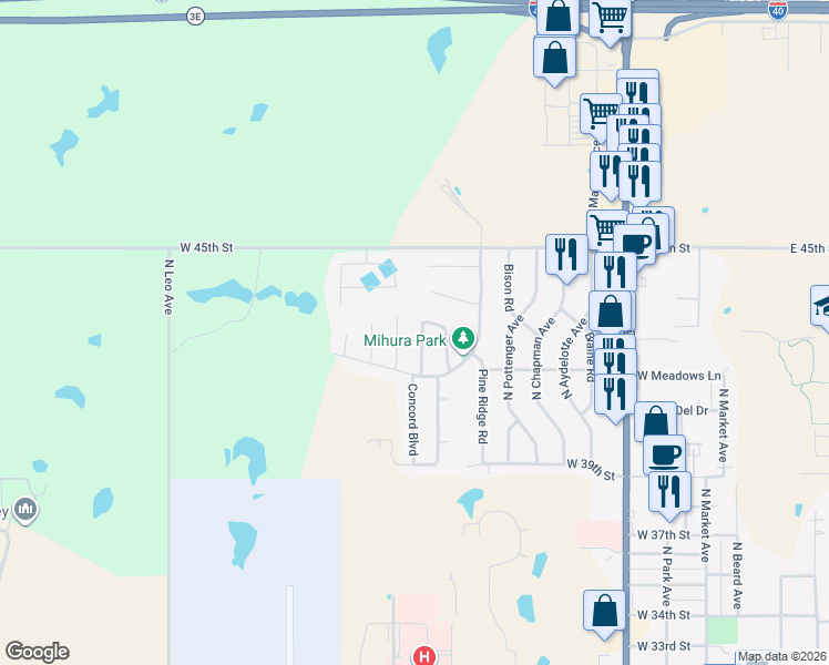 map of restaurants, bars, coffee shops, grocery stores, and more near 7 Red Rock Road in Shawnee