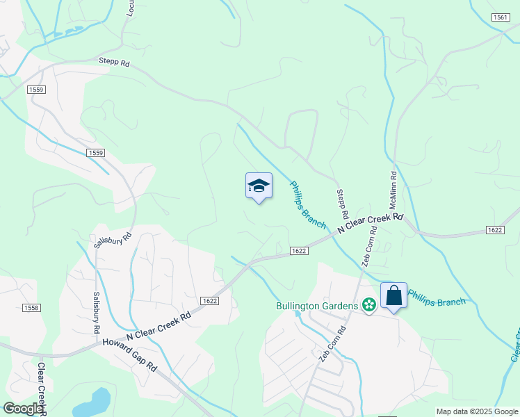 map of restaurants, bars, coffee shops, grocery stores, and more near 737 North Clear Creek Road in Hendersonville