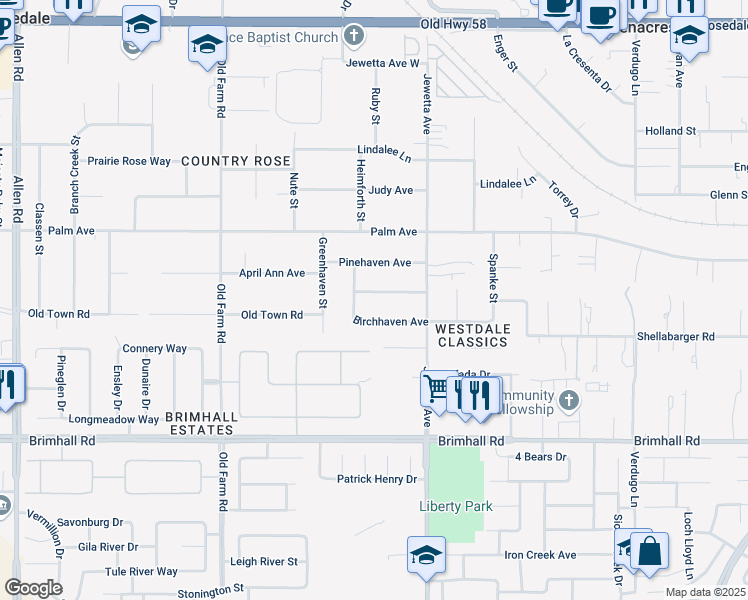 map of restaurants, bars, coffee shops, grocery stores, and more near 11500 Cedarhaven Avenue in Bakersfield