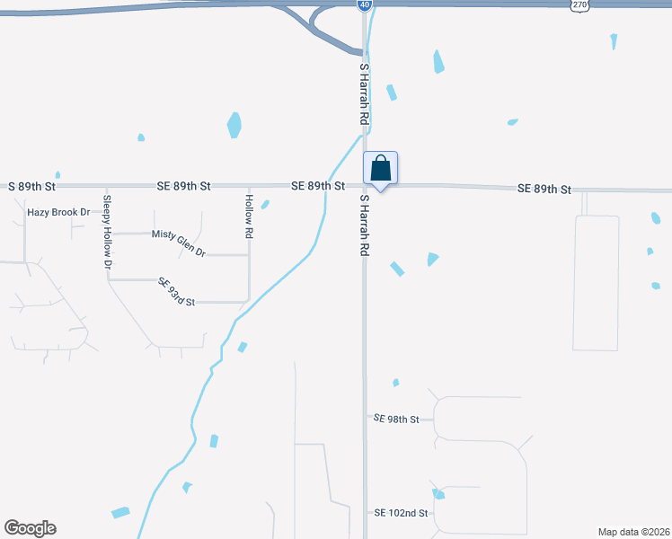 map of restaurants, bars, coffee shops, grocery stores, and more near 9301 South Harrah Road in Oklahoma City