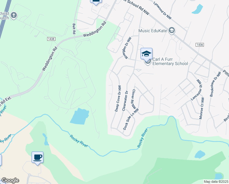 map of restaurants, bars, coffee shops, grocery stores, and more near 2869 Island Point Drive Northwest in Concord