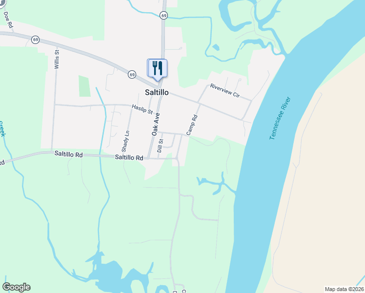 map of restaurants, bars, coffee shops, grocery stores, and more near 110 Holland Street in Saltillo