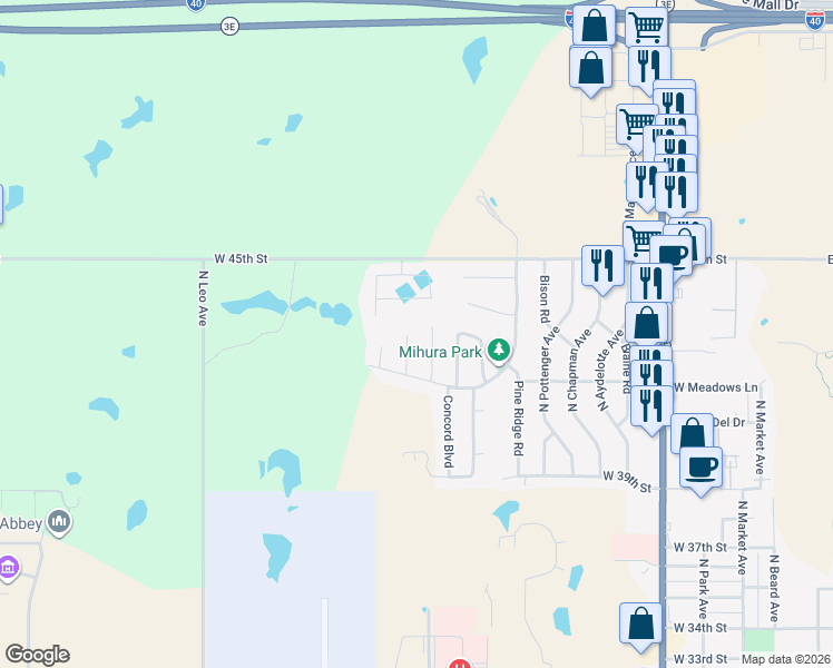 map of restaurants, bars, coffee shops, grocery stores, and more near 22 Tawana Drive in Shawnee