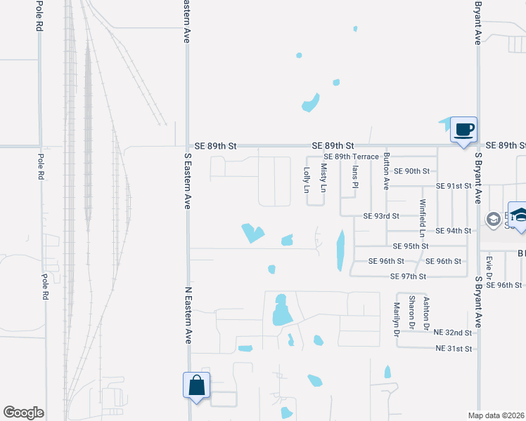 map of restaurants, bars, coffee shops, grocery stores, and more near 2300 Southeast 89th Street in Oklahoma City