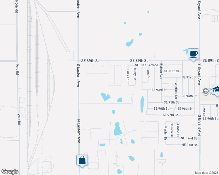 map of restaurants, bars, coffee shops, grocery stores, and more near 2300 Southeast 89th Street in Oklahoma City