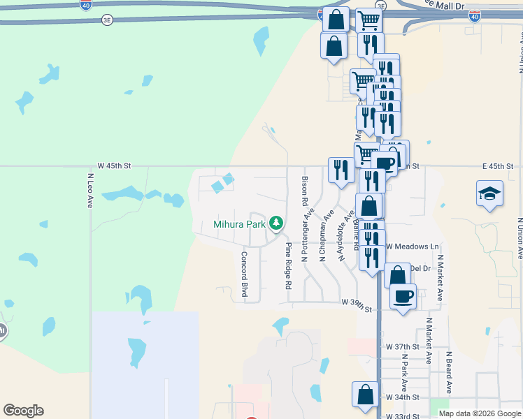 map of restaurants, bars, coffee shops, grocery stores, and more near 15 Rock Hollow in Shawnee