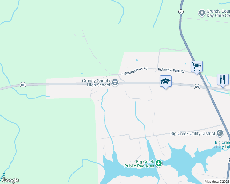 map of restaurants, bars, coffee shops, grocery stores, and more near 24970 Tennessee 108 in Coalmont