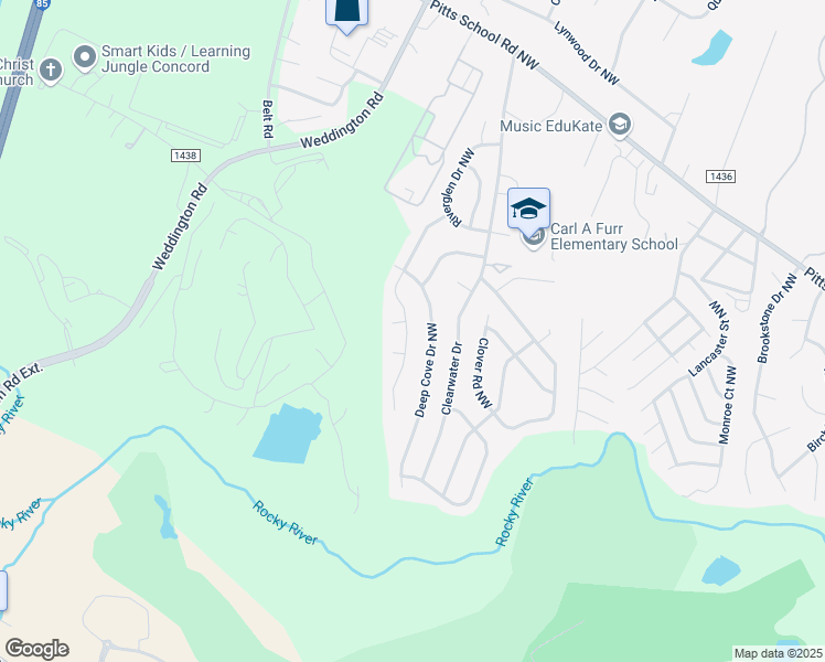 map of restaurants, bars, coffee shops, grocery stores, and more near 2857 Island Point Drive Northwest in Concord