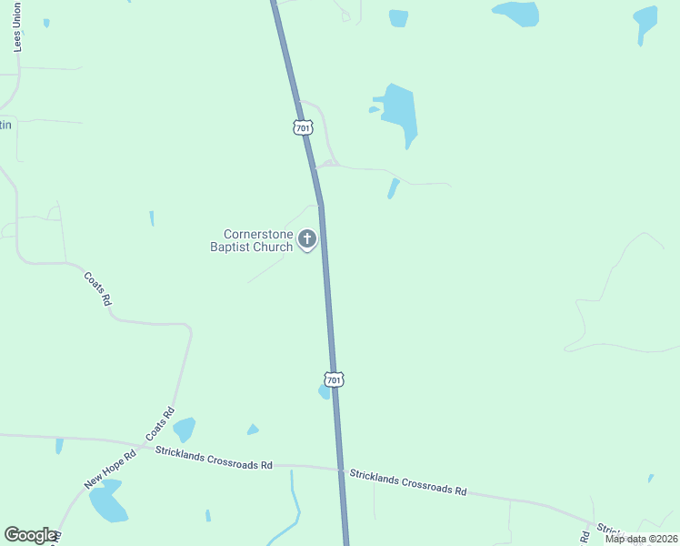 map of restaurants, bars, coffee shops, grocery stores, and more near 4929-5135 U.S. 701 in Four Oaks