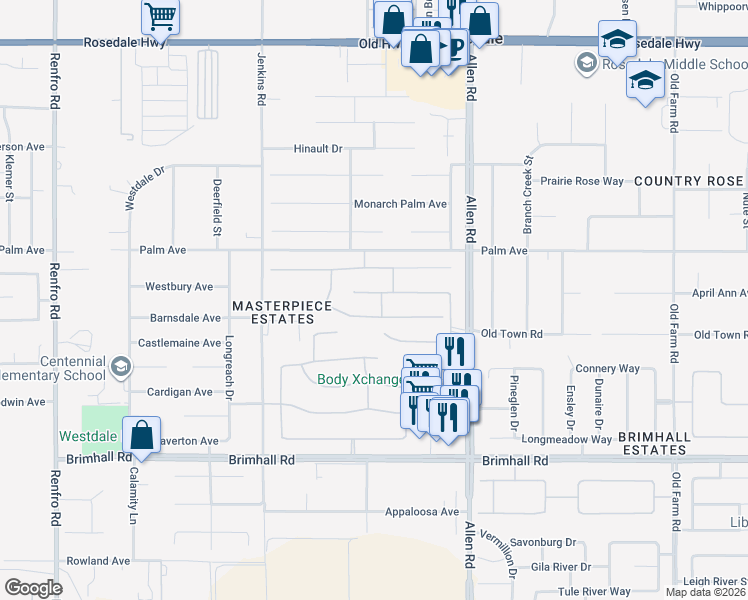 map of restaurants, bars, coffee shops, grocery stores, and more near 13207 Williamsburg Place in Bakersfield