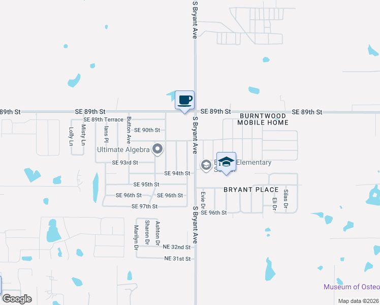 map of restaurants, bars, coffee shops, grocery stores, and more near 9300 Bryant Terrace in Oklahoma City