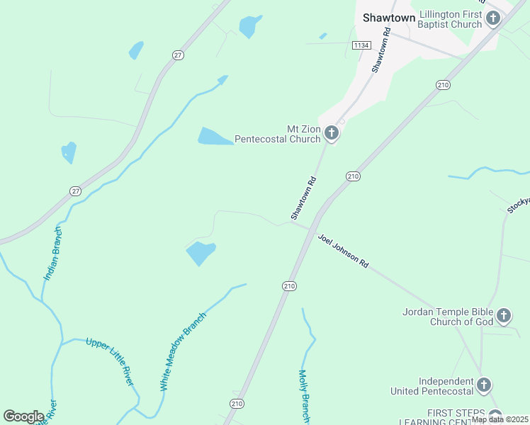 map of restaurants, bars, coffee shops, grocery stores, and more near 110 Mack Johnson Lane in Lillington