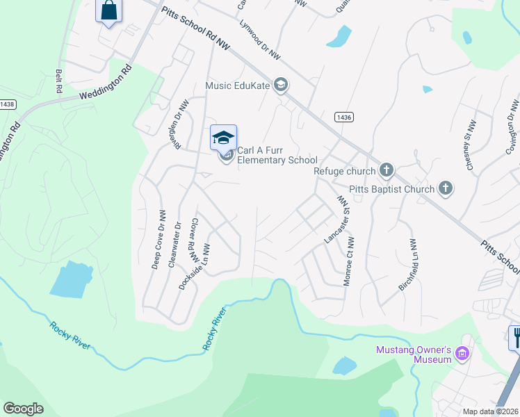 map of restaurants, bars, coffee shops, grocery stores, and more near 99 Darwin Trail in Concord
