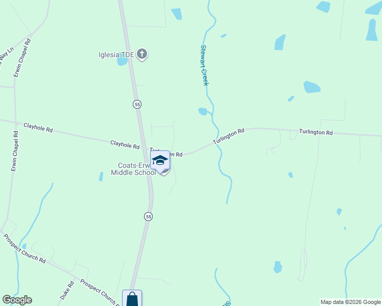 map of restaurants, bars, coffee shops, grocery stores, and more near 219 Turlington Road in Dunn