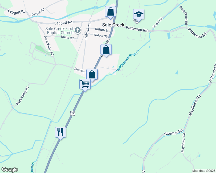 map of restaurants, bars, coffee shops, grocery stores, and more near 14822 Dayton Pike in Sale Creek